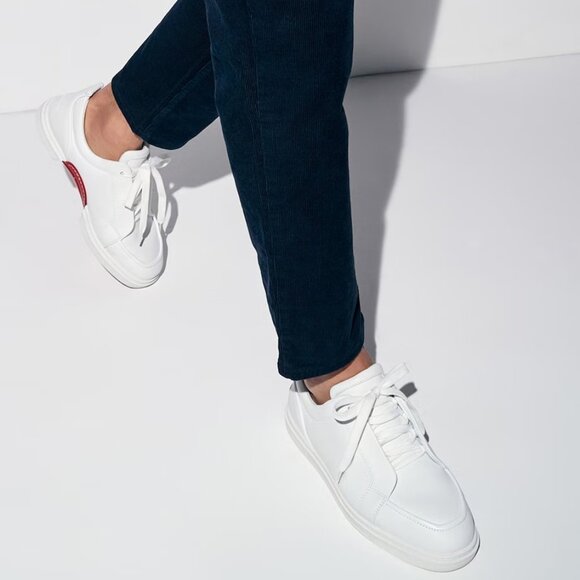 Christian Louboutin JIMMY FLAT Mens Leather Trainers Sneakers Shoes White - Picture 7 of 16